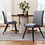 Dining Chair Set of 2 Grey Modern Velvet Upholstered Dining Chairs