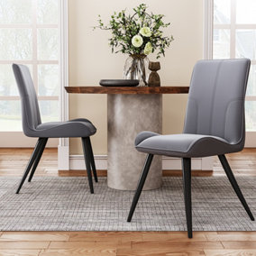 Dining Chair Set of 2 Grey Modern Velvet Upholstered Dining Chairs