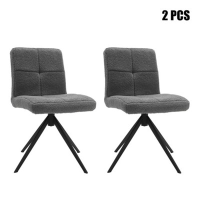 Dining Chair Set of 2 Grey Plush Swivel Dining Chair with Metal Legs