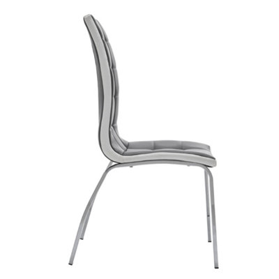 Dining Chair Set of 2 Grey PU Leather Contemporary Dining Chairs with Electroplated Metal Leg