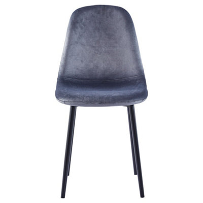 Dining Chair Set of 2 Grey Velvet Upholstered Dining Chairs Rhombus Patterned Back