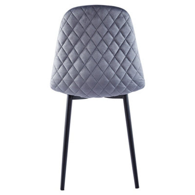 Dining Chair Set of 2 Grey Velvet Upholstered Dining Chairs Rhombus Patterned Back