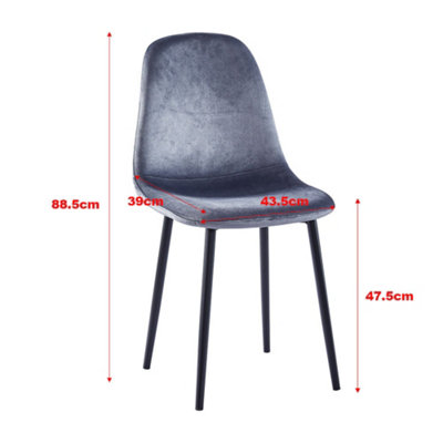 Dining Chair Set of 2 Grey Velvet Upholstered Dining Chairs Rhombus Patterned Back