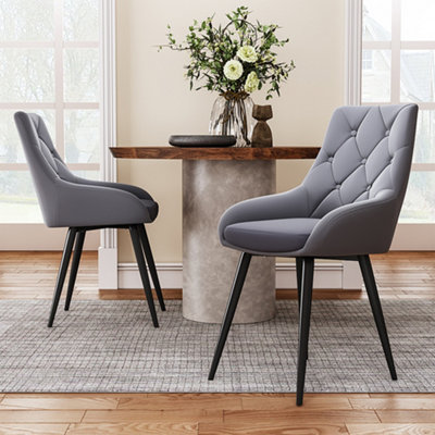 Dining Chair Set of Grey Velvet Upholstered Dining Chairs with