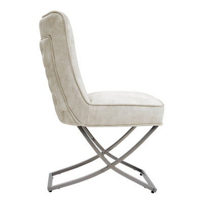 Dining Chair Set of 2 High Back Beige Velvet Dining Chairs