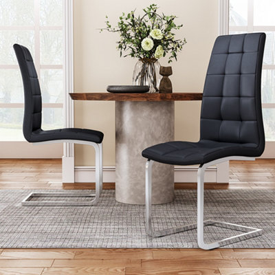 Dining Chair Set of 2 Leather Upholstered Dining Chairs with ...