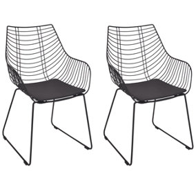 Dining Chair Set of 2 Metal Black ANNAPOLIS
