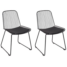 Dining Chair Set of 2 Metal Black PENSACOLA