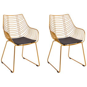 Dining Chair Set of 2 Metal Gold ANNAPOLIS