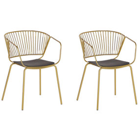 Dining Chair Set of 2 Metal Gold RIGBY