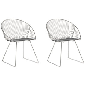 Dining Chair Set of 2 Metal Silver AURORA