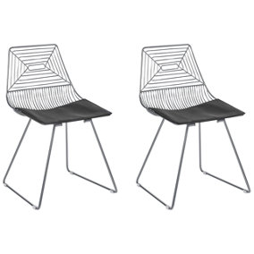 Dining Chair Set of 2 Metal Silver BEATTY