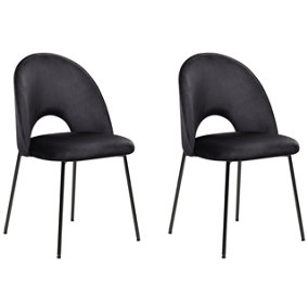 Dining Chair Set of 2 Velvet Black COVELO
