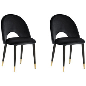 Dining Chair Set of 2 Velvet Black MAGALIA