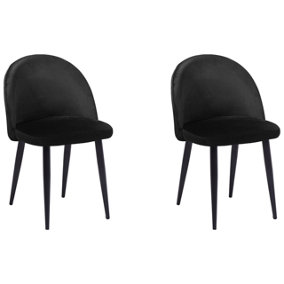 Dining Chair Set of 2 Velvet Black VISALIA
