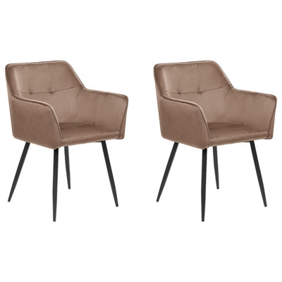 Dining Chair Set of 2 Velvet Brown JASMIN