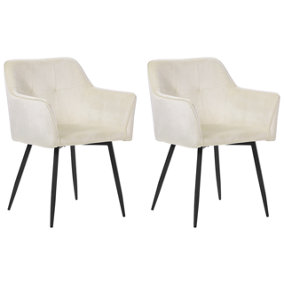 Dining Chair Set of 2 Velvet Cream JASMIN