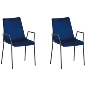 Dining Chair Set of 2 Velvet Dark Blue JEFFERSON