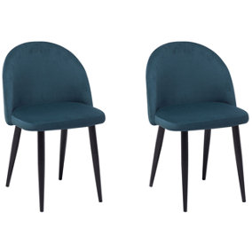 Dining Chair Set of 2 Velvet Dark Blue VISALIA