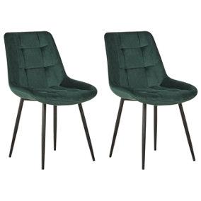 Dining Chair Set of 2 Velvet Dark Green MELROSE