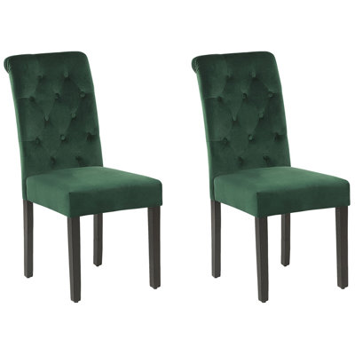 Dining Chair Set of 2 Velvet Dark Green VELVA II