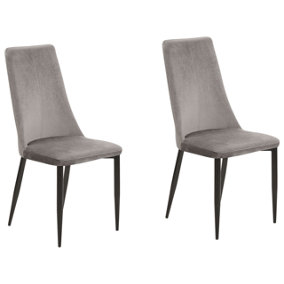 Dining Chair Set of 2 Velvet Dark Grey CLAYTON