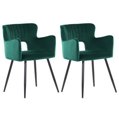 Dining Chair Set of 2 Velvet Emerald Green SANILAC