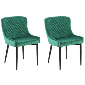 Dining Chair Set of 2 Velvet Green SOLANO