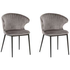 Dining Chair Set of 2 Velvet Grey AUGUSTA