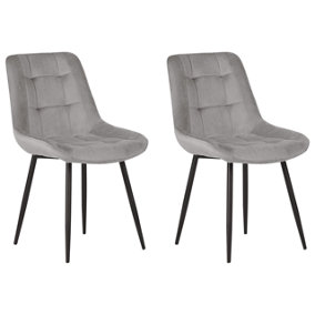 Dining Chair Set of 2 Velvet Grey MELROSE