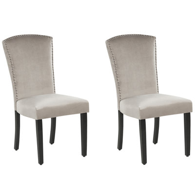 Dining Chair Set of 2 Velvet Grey PISECO