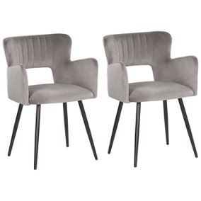 Dining Chair Set of 2 Velvet Grey SANILAC