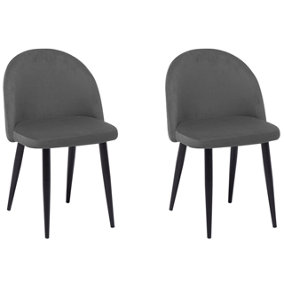 Dining Chair Set of 2 Velvet Grey VISALIA