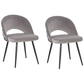 Dining Chair Set of 2 Velvet Grey VIVIAN