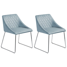 Dining Chair Set of 2 Velvet Light Blue ARCATA