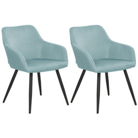 Dining Chair Set of 2 Velvet Light Blue CASMALIA