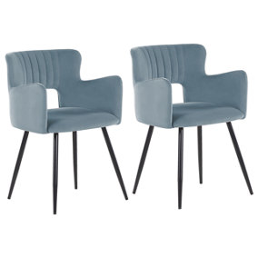 Dining Chair Set of 2 Velvet Light Blue SANILAC