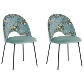 Dining Chair Set of 2 Velvet Mint Green COVELO