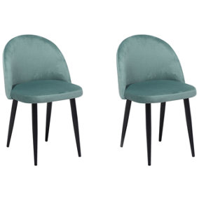 Dining Chair Set of 2 Velvet Mint Green VISALIA