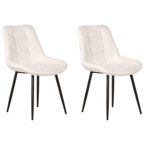 Dining Chair Set of 2 Velvet Off-White MELROSE
