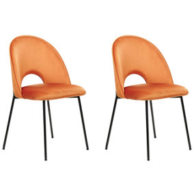 Dining Chair Set of 2 Velvet Orange COVELO