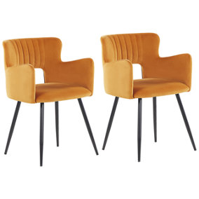 Dining Chair Set of 2 Velvet Orange SANILAC