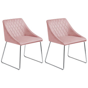 Dining Chair Set of 2 Velvet Pink ARCATA