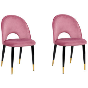 Dining Chair Set of 2 Velvet Pink MAGALIA