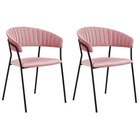 Dining Chair Set of 2 Velvet Pink MARIPOSA