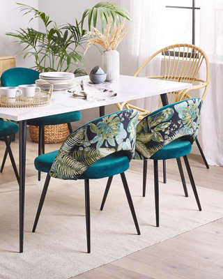 Dining Chair Set of 2 Velvet Sea Blue VIVIAN at B&Q