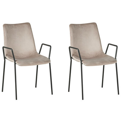 Dining Chair Set of 2 Velvet Taupe JEFFERSON