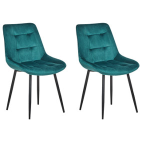 Dining Chair Set of 2 Velvet Turquoise MELROSE
