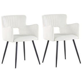 Dining Chair Set of 2 Velvet White SANILAC