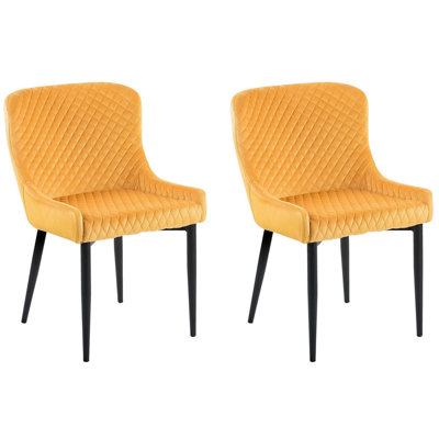 Dining Chair Set of 2 Velvet Yellow SOLANO